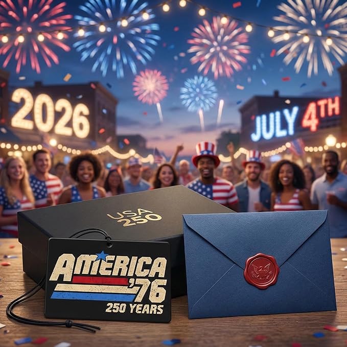 9Pcs USA 250th Anniversary Car Air Freshener, 1776-2026 Semiquincentennial Commemorative Hanging Ornament, Patriotic Double-Sided Scented Tablet, 2026 Independence Day Souvenir Gifts (Style 6)