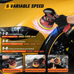 Cordless Car Buffer Polisher kit [2x 2000mAh 21V Batteries & 18 PCS Attachments] 6-Speed Orbital Design, LED Display, Lightweight Detailing Tool for Waxing, Polishing & Scratch Removal-Red