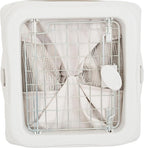 SportPet Designs Small Soft-Sided Pet Travel Kennel for Cars, Foldable Back Seat Crate for Cats & Small Dogs, Mesh Ventilated Carrier with Dual Metal Doors, Safety Leash & Waterproof Bed - White