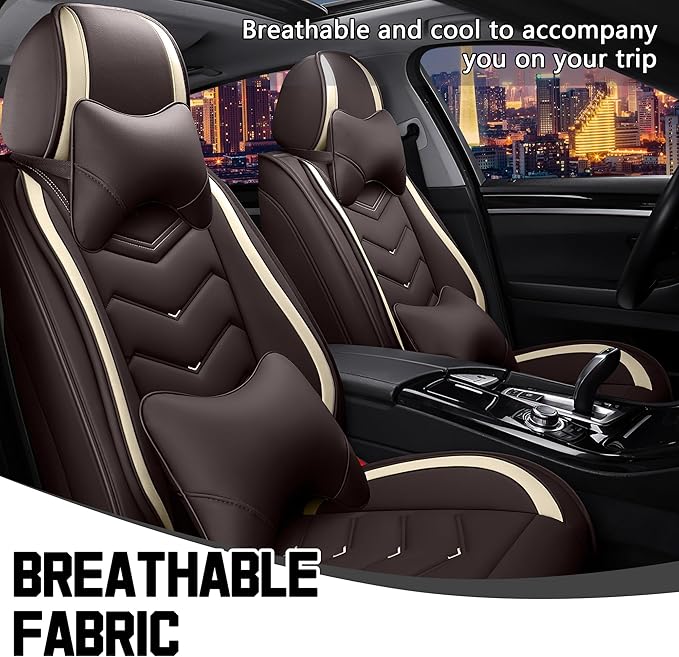 CTDS Car Seat Covers for Honda HR-V 2016-2026, Stylish Sport Seat Cover, Premium Nappa Leather Car Seat Cover. Automobile Seat Covers Sets.(Luxury 2 Seats/Coffee Color)
