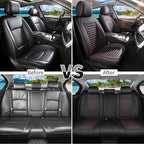 Car Seat Covers Full Set Fit for Toyota RAV4 Hybrid 2016-2026, Premium Faux Leather Car Seat Protector,Breathable Anti-Slip Full Wrapping Edge Seat Covers(Black&Red,Full Set)