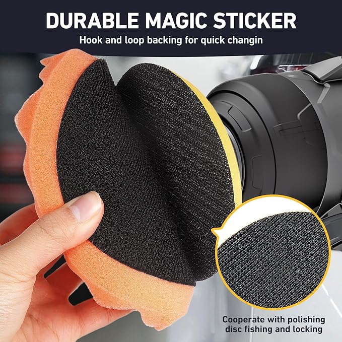 Autolock 6" Buffing Polishing Pads, 7Pcs 6Inch (150mm) Waffle Foam Buffing Pad, Wool Pad Kit for 6 in Backing Plate, Car Polisher Boat Compounding, Polishing and Waxing