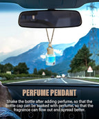 ESEWALAS 10Pcs Hanging Car Air Freshener,8ml Car Hanging Diffuser,Empty Glass Perfume Bottles Oil Diffuser Perfume Aromatherapy Pendant Bottle,Air Freshener Diffuser Bottle Pendant