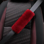 Soft & Cozy Australian Sheepskin Car Seat Belt Covers,2 Pack Fluffy Seatbelt Pads, Genunie Sheepskin Fur Shoulder Straps Cushions for Adults Kids Women and Men (Red)