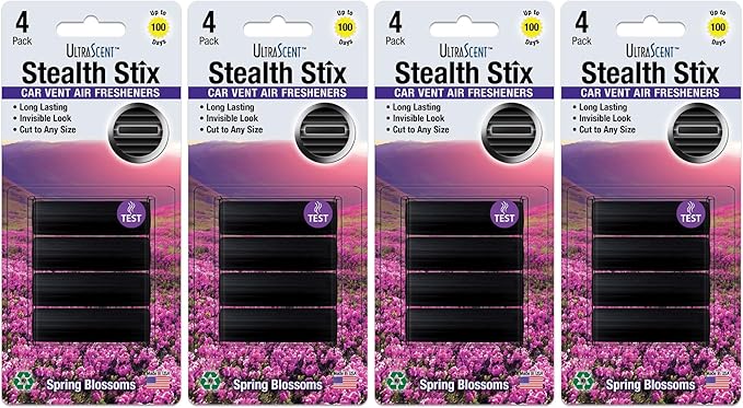 Car Vent Clips Air Freshener Stealth Stix Car Vent Clips that Slip on Vent Blade, 4-Pack/16-Stix (Spring Blossoms)