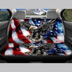 KEIAHUAN Front and Back Car Seat Covers American Flag Eagle Front Seat Cover and Split Rear Bench Seat Cover 4th of July Patriotic Automotive Interior Accessories