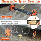 2-in-1 Can Move Horizontally Pressure Washer Undercarriage Cleaner Water Broom, 15" Surface Cleaner Power Washer Attachment with 4 Nozzles 3 Extension Rods andSpare Wheel，4000 PSI (15inch)