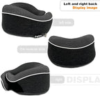 Travel Pillow 100% Pure Memory Foam Neck Pillow, Sleeping Pillow for Car, Train and Airplane, Travel Kit with 3D Contoured Eye Masks and Earplugs (Dark Gray)