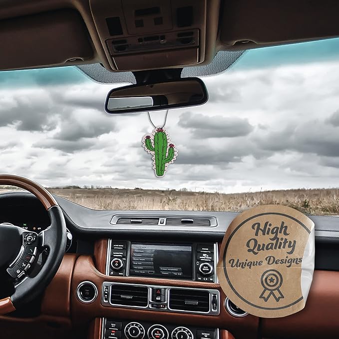 Fresh Fresheners Cute Funny Car Air Fresheners 4 Pack Scented With Premium Oils (Cactus)