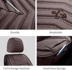 Nappa Leather Car Seat Covers Full Set, Brown Car seat Protector 5 Seats, Waterproof Car Seat Cushion, Universal Automotive Seat Covers Fit for SUV Truck Pick-up Sedan, Front and Rear