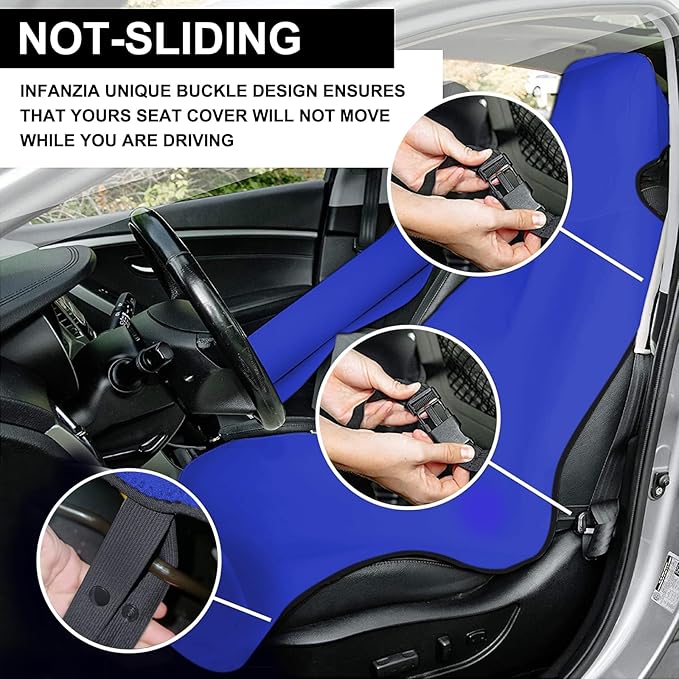 INFANZIA Premium Waterproof Seat Cover Towel Protector Neoprene Universal Fit, Upgraded 100% Washable & Removable Non-Slip Sweat Carseat Towel Covers, Perfect for Gym/Yoga/Workout（Royal Blue,2PCS