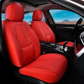 Coverado Seat Covers, Car Front Seat Covers with Backrest, Nappa Leather Car Seat Protectors,Waterproof &Breathable,Anti-Slip Automotive Seat Cushion, Universal Fit for Most Vehicles,2Pcs Red