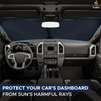 EcoNour Truck Windshield Sun Shade with Storage Pouch | Reflective 240T Material Sun Shield for UV & Heat Protection | Foldable Windshield Cover | Must-Have Truck Accessories | X-Large (69"x35")
