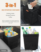 Car Trash Can with Lid, Cute Leakproof Car Trash Garbage Bag Hanging Vehicle Trash Bin Small Portable Automotive Garbage Cans Organizer for Back/Front Seat(4 Gallons,Black)