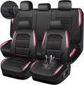 CAR PASS Memory 3D Foam Car Seat Covers Full Set, Breathable Mesh Thick Seat Covers for Car, Pink Metal Film Leather Seat Covers, Universal Automotive Comfort for SUVs Trucks, Black Pink