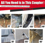 Meteor Blast Pivoting Coupler with 8 pressure washer nozzle tips 2.5gpm, 270 Degree with 7 Angles, heavy duty design and Stainless Steel Lock, Clean Hard to Reach Area, 5000PSI