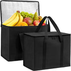 Carrywell (Not Made In China) Insulated Reusable Grocery Bags 2-Pack, Catering and Delivery Bag For Hot and Cold Food, Collapsible Thermal Tote For Doordash