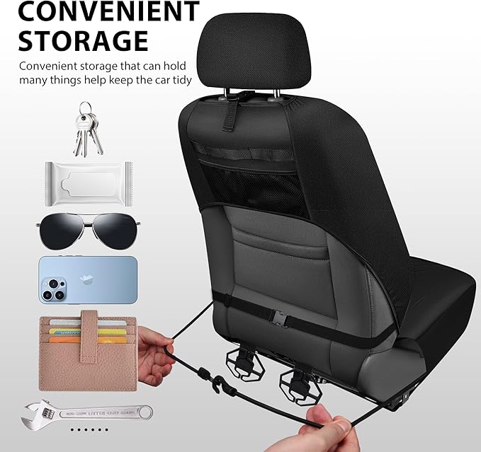CAR PASS Oxford Bling Diamond Car Seat Covers 2 Front Interior Sets, Waterproof Shining Glitter Sparkly Crystal Universal Armrest Fit 95% Automotive Truck SUV Cute Women Girl, Black Blue Rhinestone
