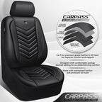CAR PASS 3D Foam Faux Leather Car Seat Covers Front Seats,Waterproof Leather Front Seat Cover for Cars,Luxury Universal Fit for SUV Truck Sedan Automotive, Armrest Airbag Compatible Anti-Slip, Black