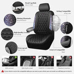 CAR PASS Bling Diamond Black Leather Car Seat Covers Full Set Interior Sets, Waterproof Shining Glitter Sparkly Crystal Armrest Fit Automotive Truck SUV Cute Women Girl, Bedazzed Iridescent Rhinestone