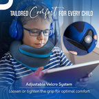 BCOZZY Kids Chin Supporting Travel Pillow for Ages 8–12- Patented Soft Neck Pillow for Head and Chin Support in Car Seat and Airplane. Comfortable Travel Essential. Medium Size, Bag, Light Blue