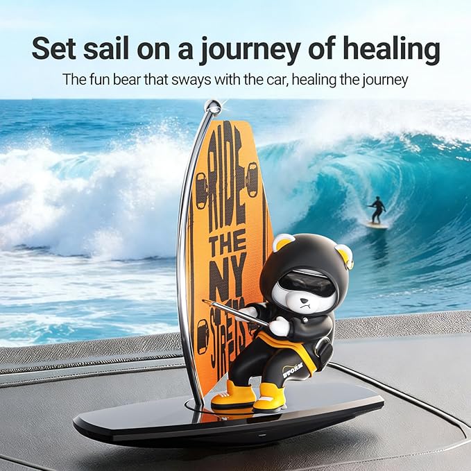 Car Air FreshenerThe Little Bear sways with the Refillable Air Purifier for Car Interior Dashboard Decorations Accessories(NY-Black)