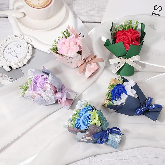 uxcell Sky Blue Small Bouquet Car Air Freshener Vent Clips, Mini Decorative Rose Bouquet with Fragrance Diffuser for Women, Automotive Air Freshener Decoration, Style 1
