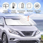 Windshield Sun Shade Custom Fit for 2015-2020 2021 2022 2023 2024 Nissan Murano Accessories Foldable Window Sunshade Sun Blocker Protect Car from Sun Rays & Heat Damage Keep Car Cooler
