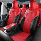Red Rain for 2020-2024 Tesla Model Y Seat Cover Crocodile Leather Red and Black Auto Seat Cover Interior Accessories (ModelY-Red+Black-2020/2024)