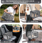 Cat Carrier for Large Cats up to 20 Lbs,Soft-Sided Pet Carrier for Large and Medium Cats, Small Dogs,Puppies,Collapsible Dog Carrier Travel Bag with 2 Storage Bags,4 Mesh Windows (Grey, Medium)