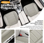 2 Pack Front Leatherette Seat Covers Faux Leather Bottom Car Seat Covers, Super Breathable,Anti-Slip,Universal Seat Covers for Cars,Full Wrapping Edge Fit for Most Sedans SUV Pick-up (2 Pack Gray)