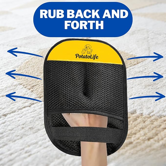 PotatoLife Pet Hair Removal Glove Upgraded Reusable Electrostatic Washable Fur Remover for Dogs Cats, Grooming Mitt for Couch, Sofa, Furniture, Carpet, Clothing and Car Seat, 2-Pack Large&Small