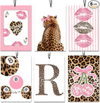 6PCS Leopard Initial R Car Air Freshener,Personalized Letter Car Accessories,Initial Gifts for Women and Men New Driver Auto Decor Rearview Mirror Hanging,Aromatherapy for Cars Interior or Locker