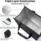Insulated Grocery Bags with Zippered top Frozen Food Shopping Groceries Travel Insulated Tote Cooler Thermal Bags