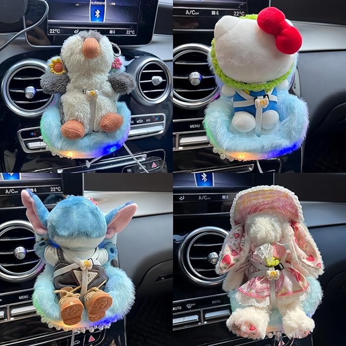 Car Air Freshener Vent Clip with Light Used for Jelly Cat Car Seat,Have A Seat Compatible with Fuggler Accessories (Battery Type-Blue)