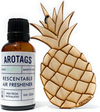 Arotags Wooden Car Air Freshener - Long Lasting Beach Bum Scent Diffuses for 365+ Days - Includes Pineapple Hanging Mirror Diffuser and Fragrance Oil - 100% American Made