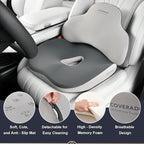 Coverado Car Seat Cushion and Lumbar Support Pillow, Memory Foam Ergonomic Back Support Driving Seat Cushion for Sciatica, Tailbone, Back Pain, Non-Slip Washable Cushion for Car, Driver, Office