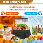 PEASUG 2PCS Insulated Bags for Food Delivery, XXXL Pizza Delivery Bags, Large Capacity Cooler Bag Keep Food Warm for Grocery Shopping and Catering, Foldable, Heavy-Duty (Black)