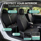 FH Group Automotive Car Seat Covers Full Set Premium 3D Air Mesh Front Seat Covers, Airbag Compatible & Split Bench Cover Universal Fit Interior Accessories for Cars Trucks and SUVs - Black