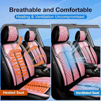 Fit CX-30 Car Seat Covers for Select Mazda CX30 2020-2025, Premium Full Coverage Leather, Airbag Compatible, Waterproof All Weather Seat Protector, Front Pair Black+Pink