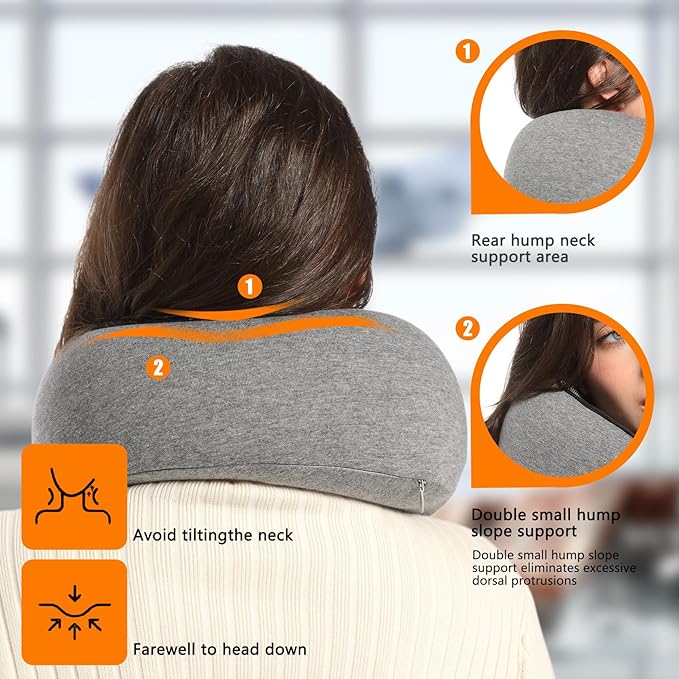 Travel Pillow, Memory Foam Neck Pillow Head Support Soft Pillow for Sleeping Rest, Airplane Car and Home Use