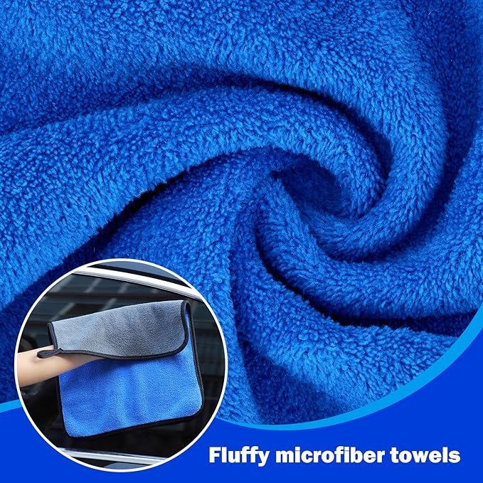 Car Cleaning Kit,62'' Car Wash Brush with Long Handle,Complete Car Cleaning Brush Kit Microfiber Cleaning Head & Extra-Thick Aluminum Extension Pole for Car, Truck, SUV, RV