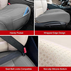 Car Seat Cover for Luxury & Comfort - PU Leather, Anti-Slip, Full Wrap Protection with Storage Pocket for Bottom Cushion - Universal Fit for 95% of Vehicles (Gray,1 Piece)