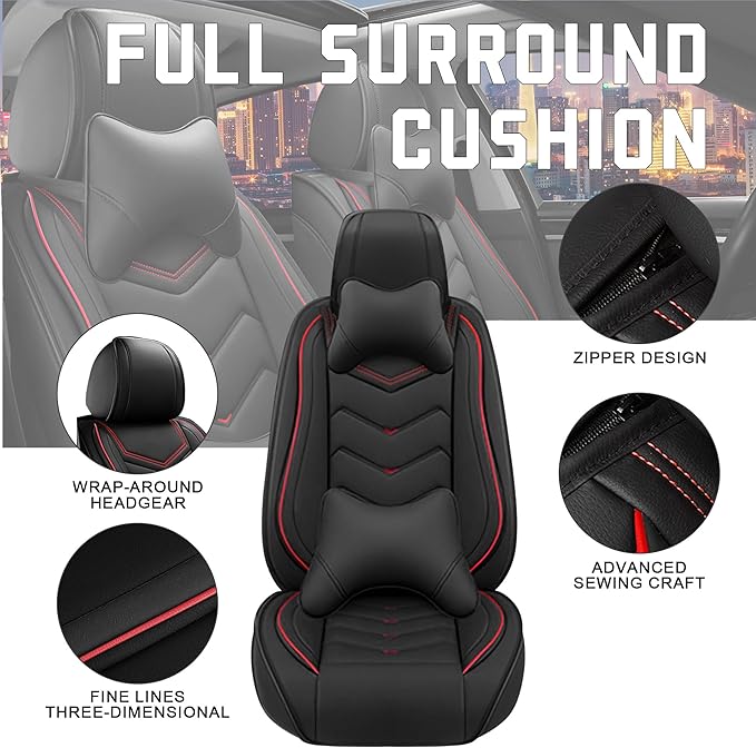CTDS Car Seat Covers for Chevy Equinox 2005-2026, Stylish Sport Seat Cover, Premium Nappa Leather Car Seat Cover. Automobile Seat Covers Sets.(Luxury 2 Seats/Black)