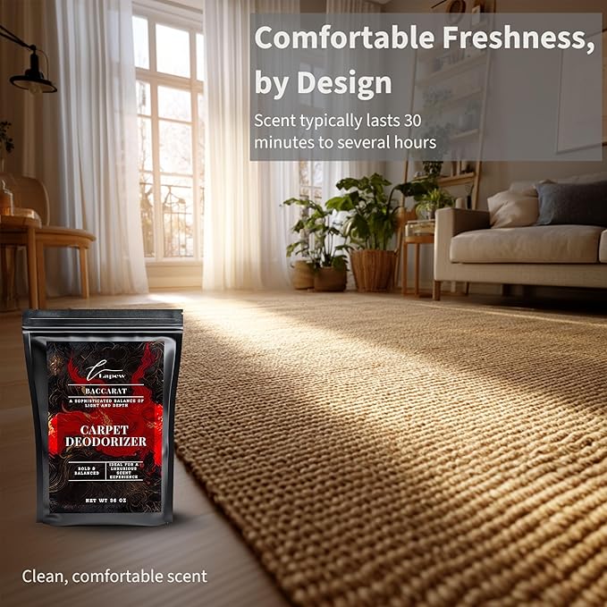 Lapew Baccarat Carpet Deodorizer Powder - Pet Safe Freshener for Vacuuming | Scented Odor Eliminator for Home | 36 oz