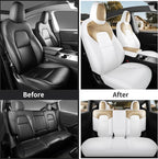 for Tesla Model Y Car Seat Cover Custom Fit 2020 2021 2022 2023 2024 Crocodile and Nappa Leather Seat Cover Full Set Interior Accessories (Crocodile Skin Golden+White)