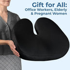 5 STARS UNITED Seat Cushion - Memory Foam Chair Cushion for Tailbone Pain Relief - Ergonomic Support for Coccyx, Sciatica & Butt - Office, Desk & Gaming Chair, Car Seat, Wheelchair, Black Suede