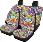 KEIAHUAN Frog Hippie Flower Car Seat Cover for Women 4 Piece Stretchy Front and Back Seat Covers Auto Interior Accessories Universal Fit for SUV Sedan and Truck