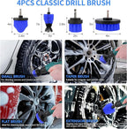 32Pcs Car Detailing Kit, Drill Brush Attachments with Detailing Brush Set and Tools Box, Blue Auto Cleaning Kit Interior for Dashboard, Wheels, Windows (C：32PCS-B)
