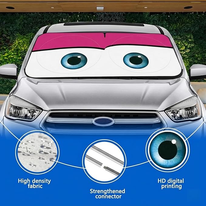 eygeufg Windshield Shade, Car Sun Shade for Front Windshield (Pink, Large)